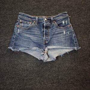 Levi's 501 Shorts W28 Fly Zip Mini Shorts Cut Offs Raw Hem